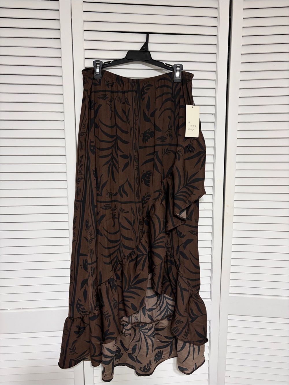 a new day Brown and Black High-Low Tiered Maxi Skirt